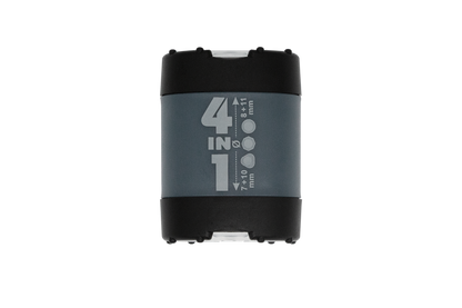Black and gray 4-in-1 tool battery pack on a white background