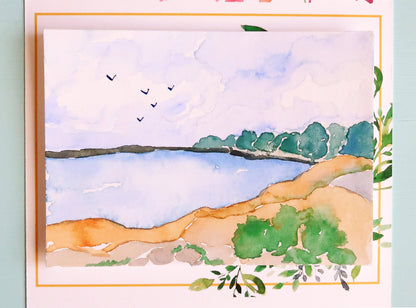 Ocean Beach Landscape Watercolor Paint by Number DIY  Kit