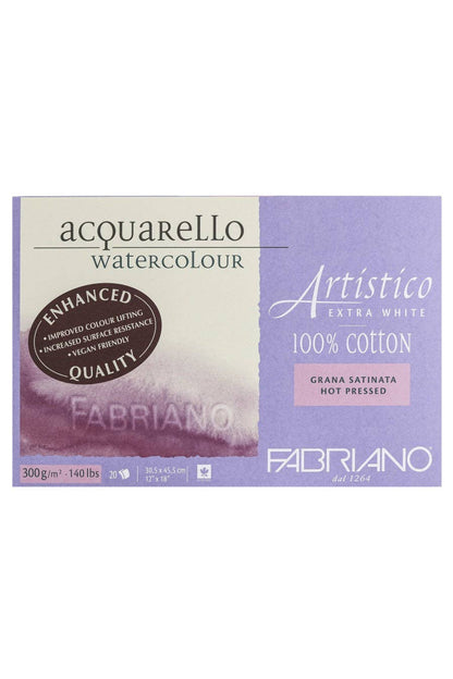 Box of Fabriano Acquarello watercolor paper with branding and product details.