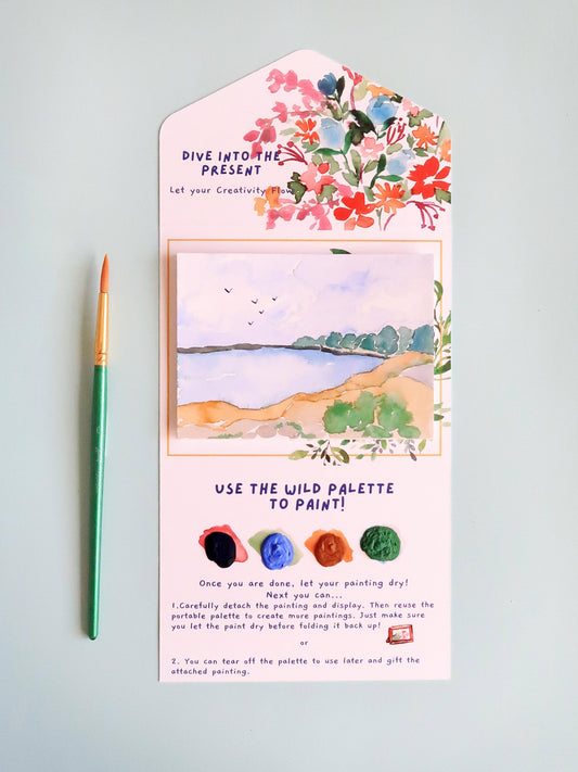 Ocean Beach Landscape Watercolor Paint by Number DIY  Kit