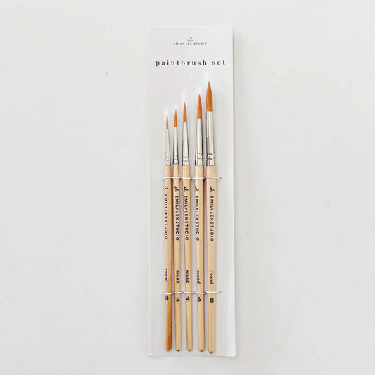 Set of paintbrushes in packaging on a white background