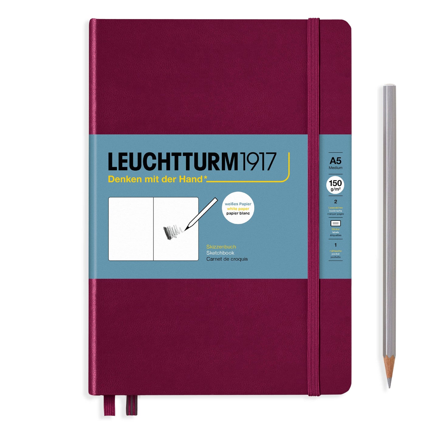 Leuchtturm1917 notebook with a pen on a white background