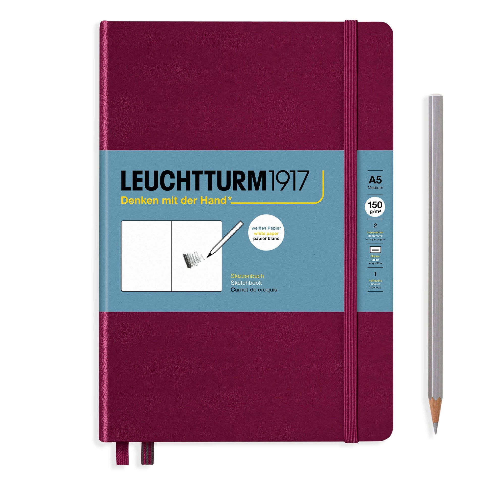 Leuchtturm1917 notebook with a pen on a white background