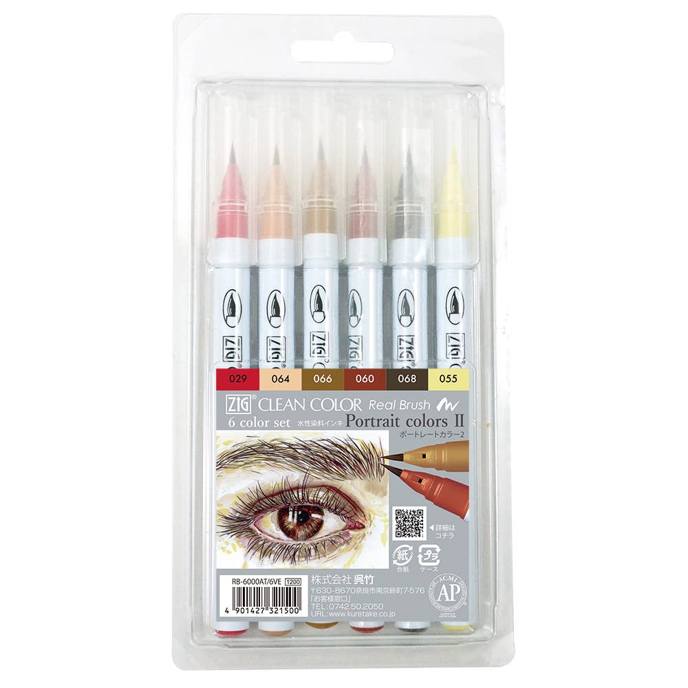 ZIG Clean Color Real Brush 6 Color Sets