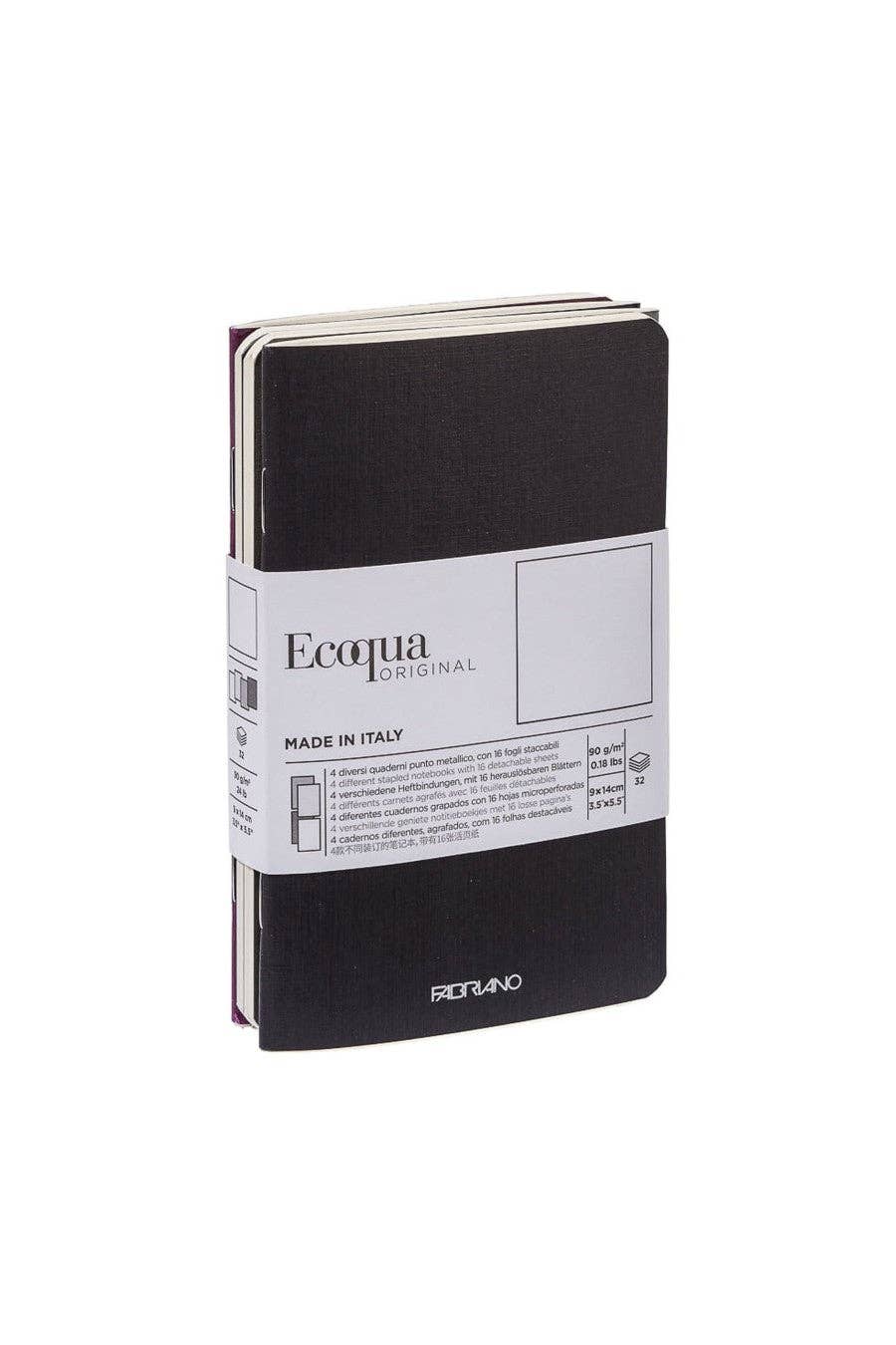 Fabriano EcoQua Pocket-Sized Notebook, 4 Notebook Pack