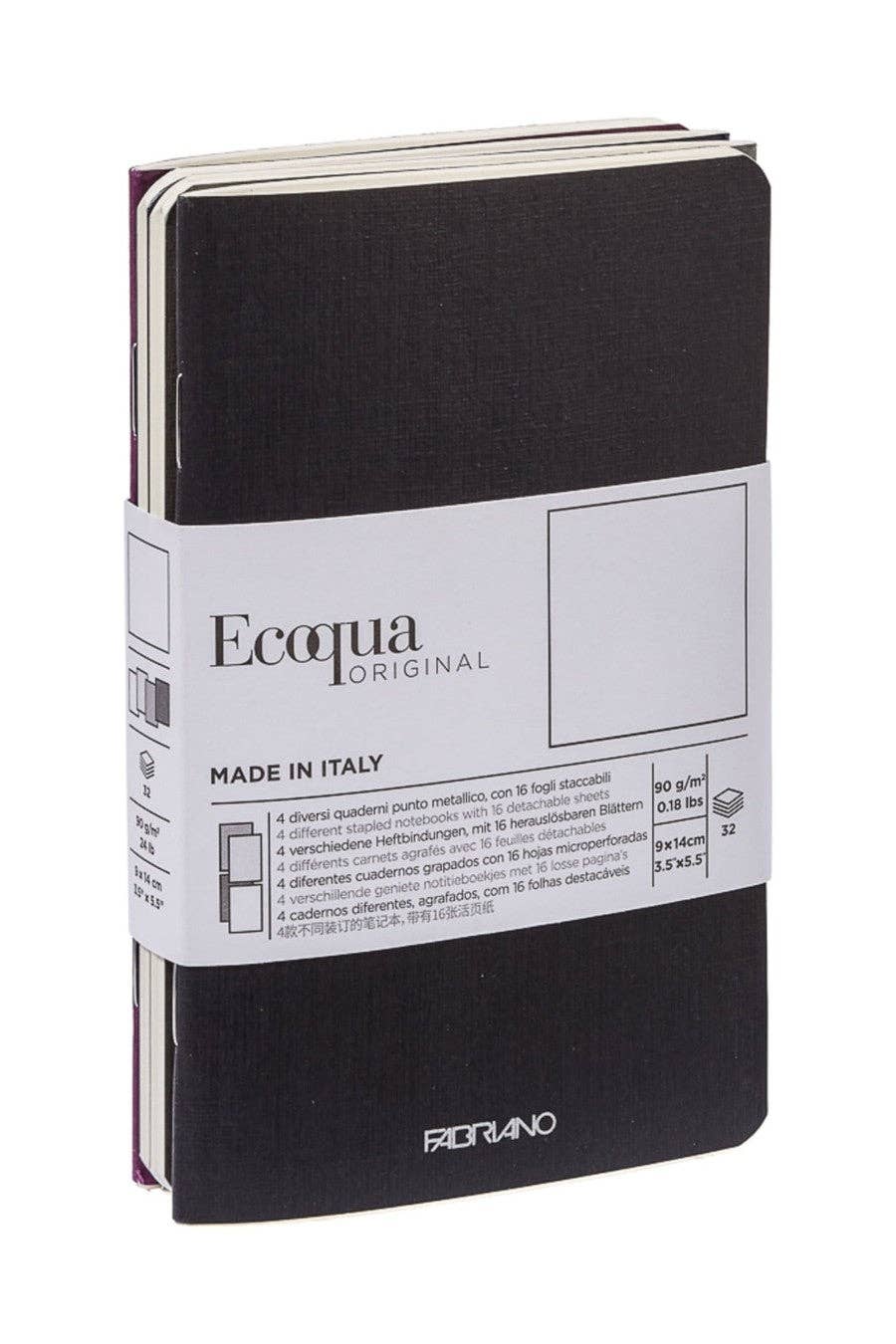Fabriano EcoQua Pocket-Sized Notebook, 4 Notebook Pack