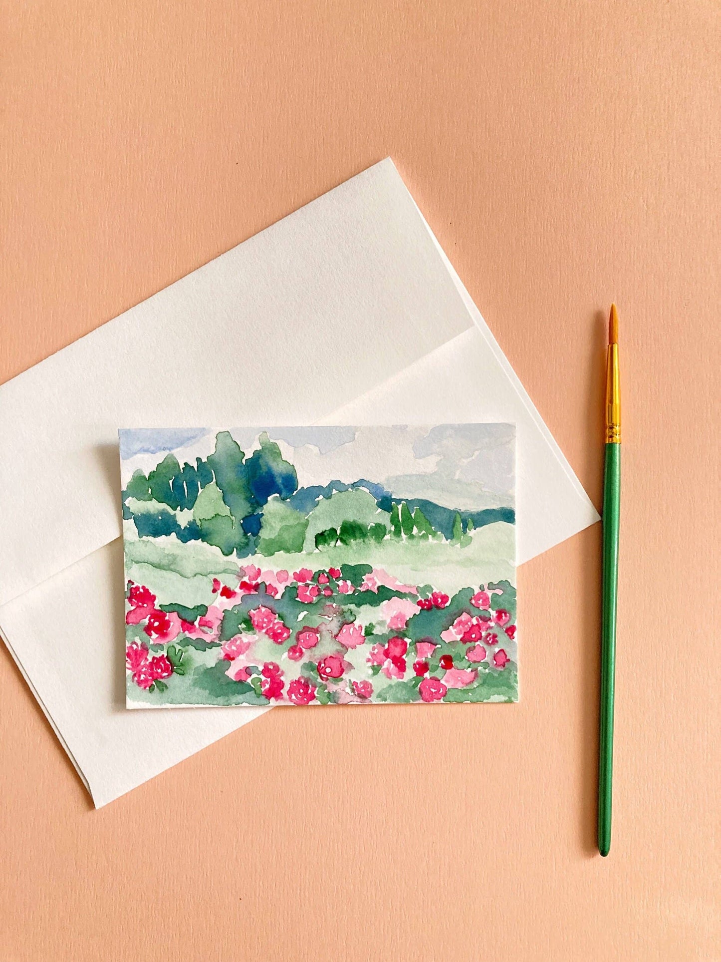 Rose Flowers Landscape Watercolor Paint by Number DIY  Kit