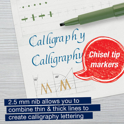 Calligraphy marker with text on a white background