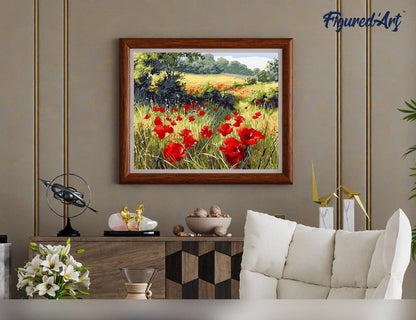 Paint by numbers - Field of Poppies in the countryside