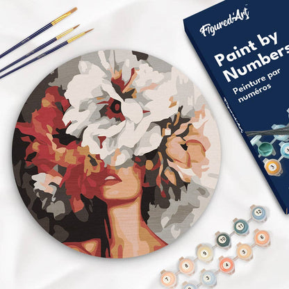 Paint by numbers on Wood Slice - Beauty Behind Flowers