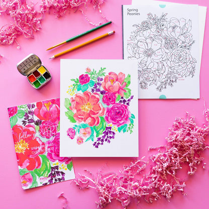Pink Puddle Watercolor Paint by Number DIY Kit