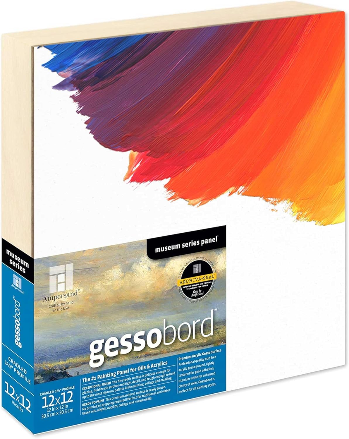 Ampersand Art Gessobord Museum Series Wood Panel Set, Archival, Eco-Friendly, Made in the USA