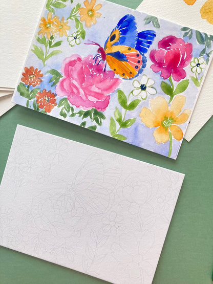 Watercolor Painting Butterfly and Roses DIY Craft Kit