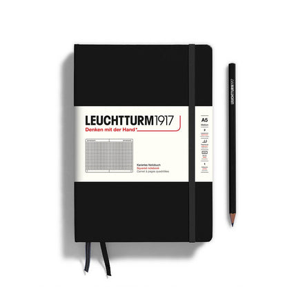 Black notebook with Leuchtturm1917 branding on a white background