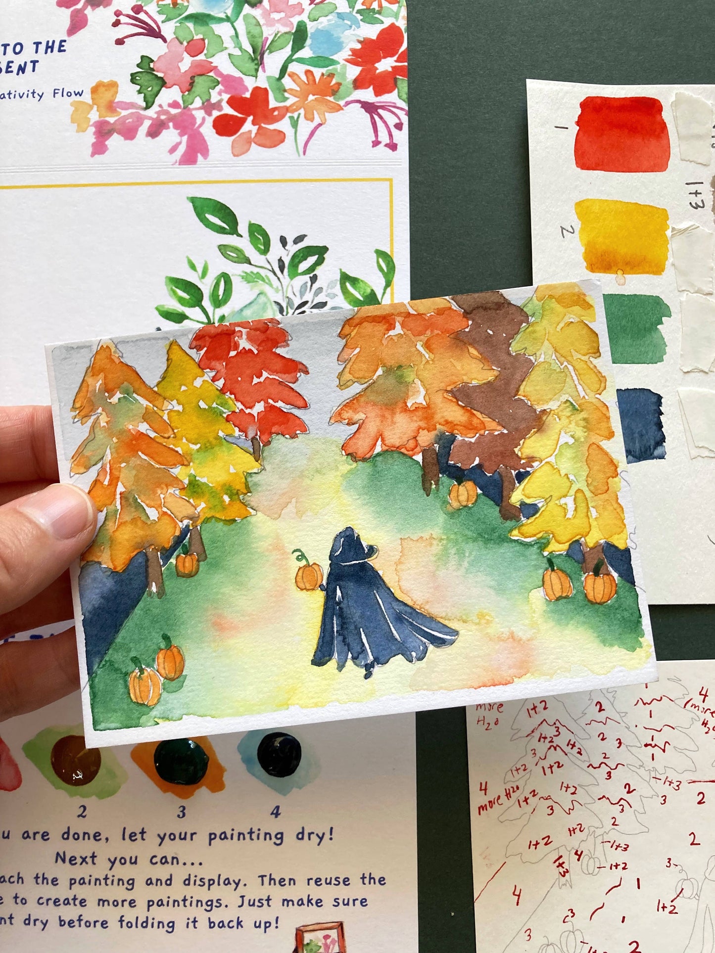 Autumn Woods Witch Watercolor Paint by Number DIY Kit