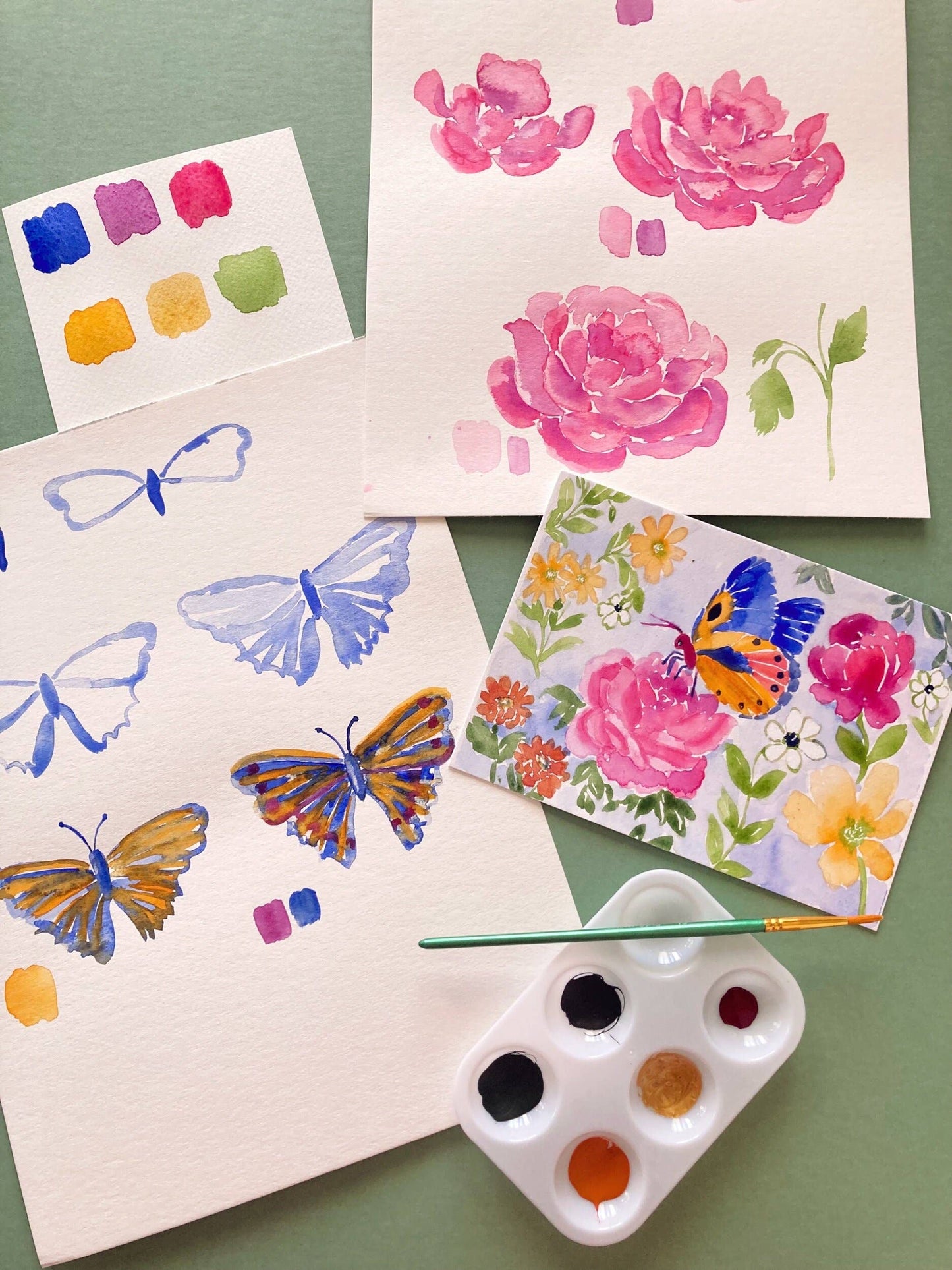 Watercolor Painting Butterfly and Roses DIY Craft Kit