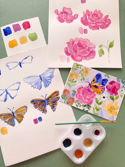 Watercolor Painting Butterfly and Roses DIY Craft Kit