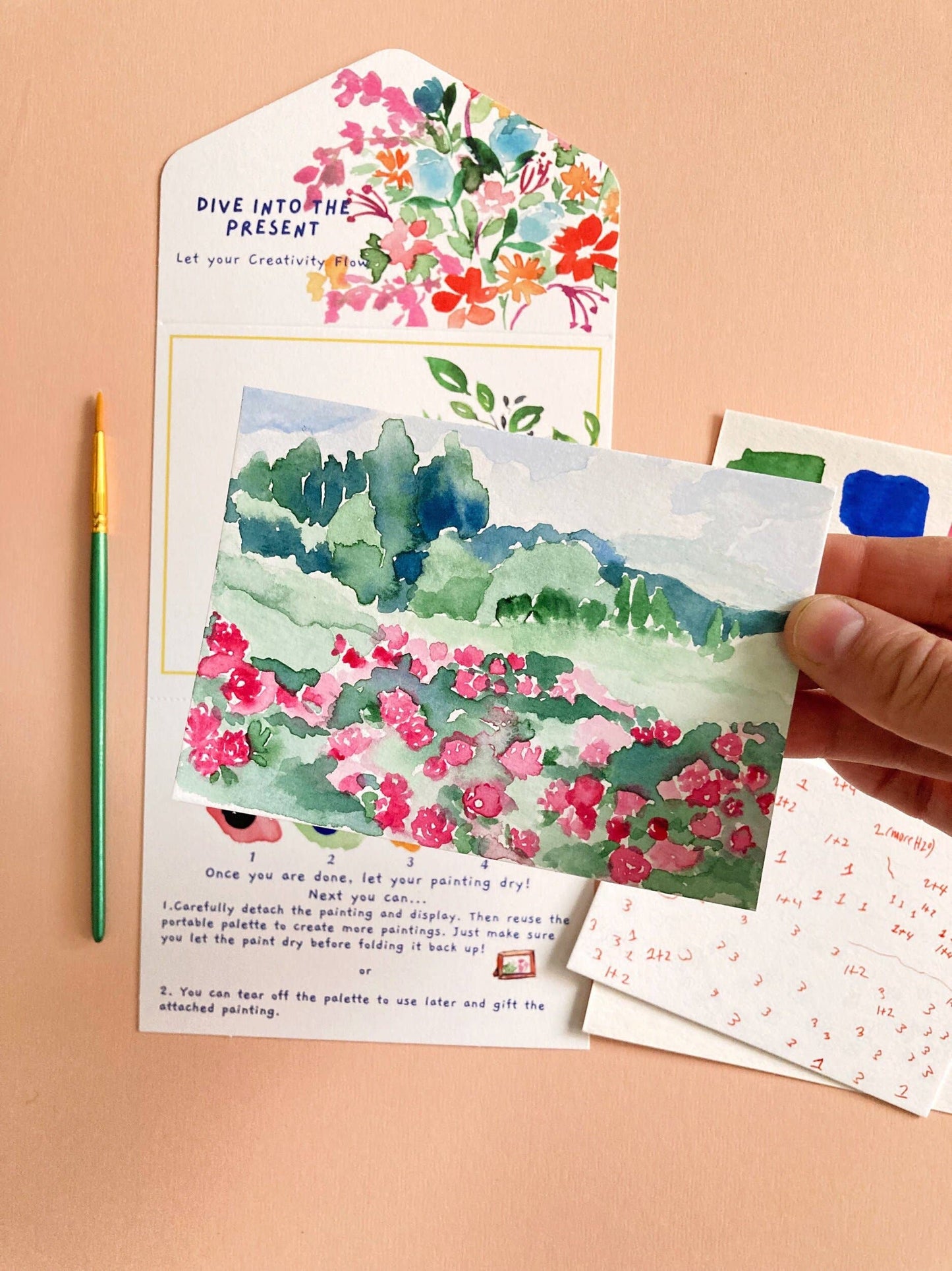 Rose Flowers Landscape Watercolor Paint by Number DIY  Kit