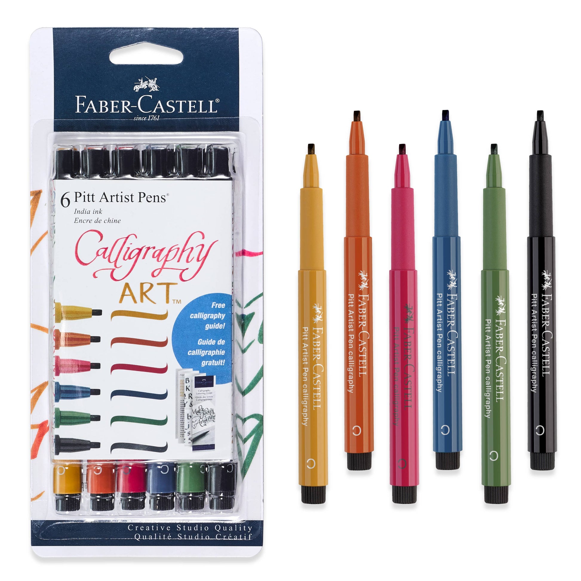 Faber-Castell Pitt Artist Pens packaging with pens displayed in front