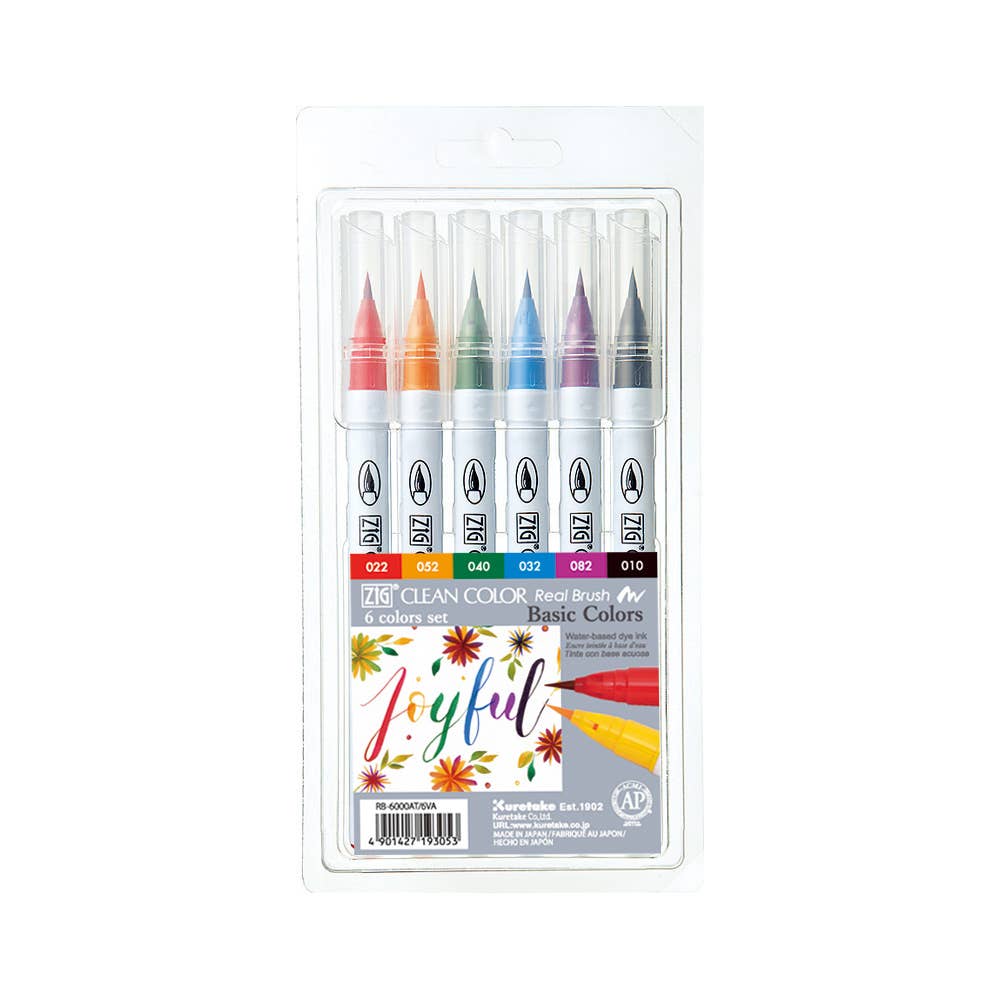 ZIG Clean Color Real Brush 6 Color Sets