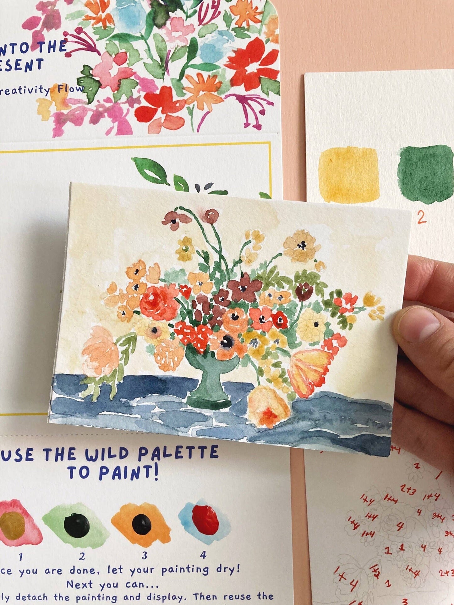 Dutch Flower Still Life Paint by Number DIY Watercolor Kit