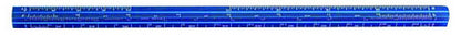 Blue ruler with measurement markings on a white background