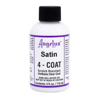 Angelus Satin 4+ Goat clear coat bottle on a white background