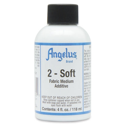 Bottle of Angelus Brand fabric medium additive on a white background