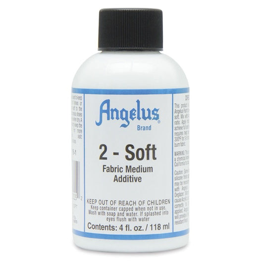 Bottle of Angelus Brand fabric medium additive on a white background