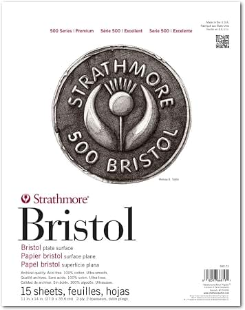 Strathmore Bristol Paper Pad, 500 series, Tape-Bound, 15 sheets