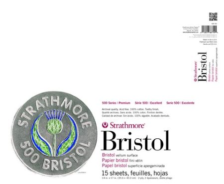 Strathmore Bristol Paper Pad, 500 series, Tape-Bound, 15 sheets