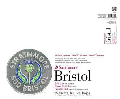 Strathmore Bristol Paper Pad, 500 series, Tape-Bound, 15 sheets