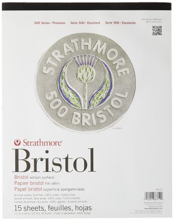 Strathmore Bristol Paper Pad, 500 series, Tape-Bound, 15 sheets