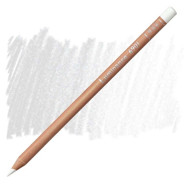 Luminance 6901 color pencil with white eraser on a white background