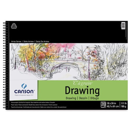 Canson C' a Grain Drawing Pad - 111 lb, 20 Sheets, 18" x 24"
