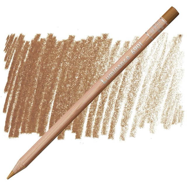 Color pencil with brown strokes on a white background