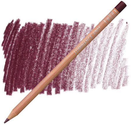 Color pencil with a swatch of purple color on a white background