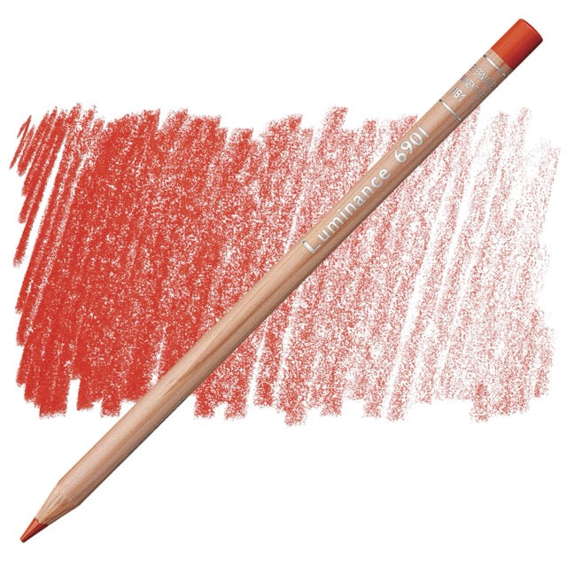 Color pencil with red color swatch on a white background