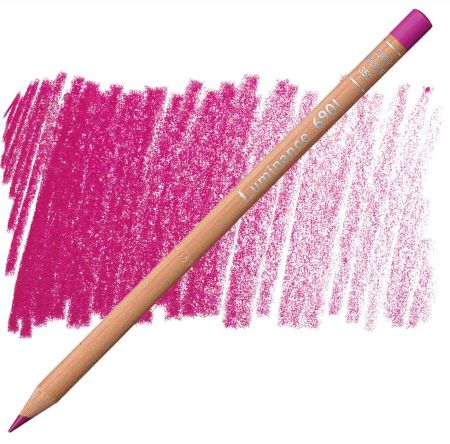 Color pencil with pink color swatch on a white background