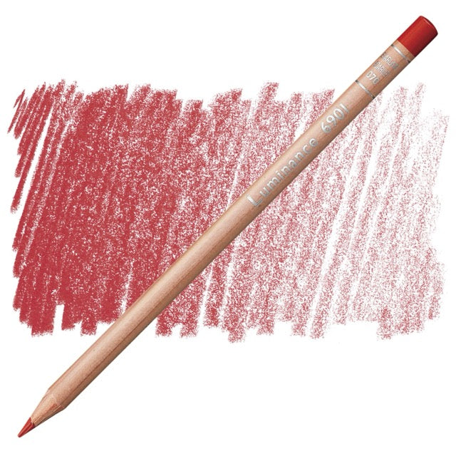 Color pencil with red color swatch on a white background