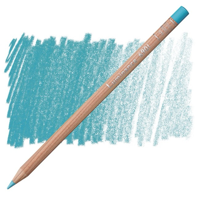 Color pencil with blue eraser tip on a white background with blue color swatch
