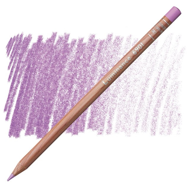 Color pencil with a pink eraser on a white background with pink color swatch