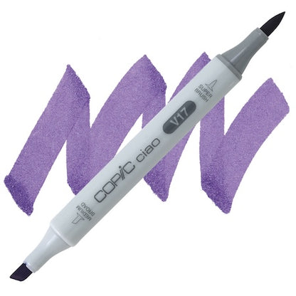 Copic Ciao marker in amethyst color with a double-ended design, showing the super brush tip and a medium broad tip combo.