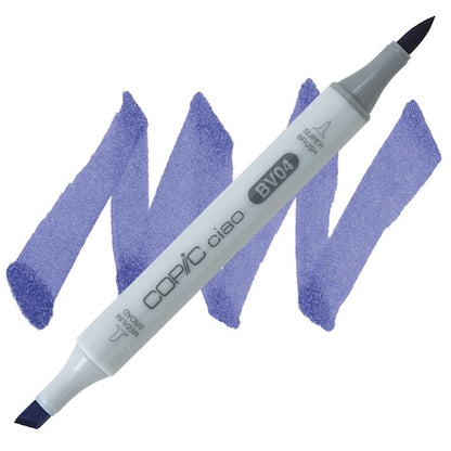 Copic Ciao marker in blue berry color with a double-ended design, showing the tip and the barrel on a white background.