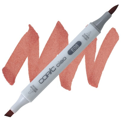 Copic Ciao marker in brown color with a cap and a brush tip, displayed on a white background.
