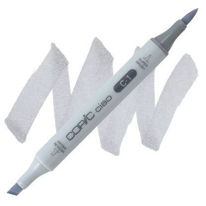 Copic Ciao marker with a cap and a brush tip, in a cool gray color.