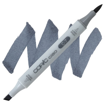 Copic Ciao marker with a cap and a swatch of the cool gray ink color.