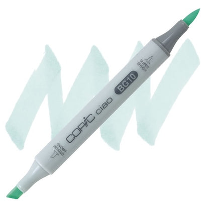 A double-ended Copic Ciao marker with a cool shadow shade, showing the refillable barrel and the tips.