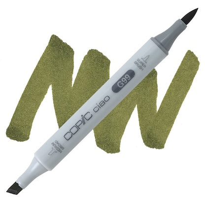 Copic Ciao marker with a cap, labeled G99, in an olive green color.