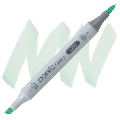 A jade green Copic Ciao marker with a double-ended design, showing the tip and the cap.